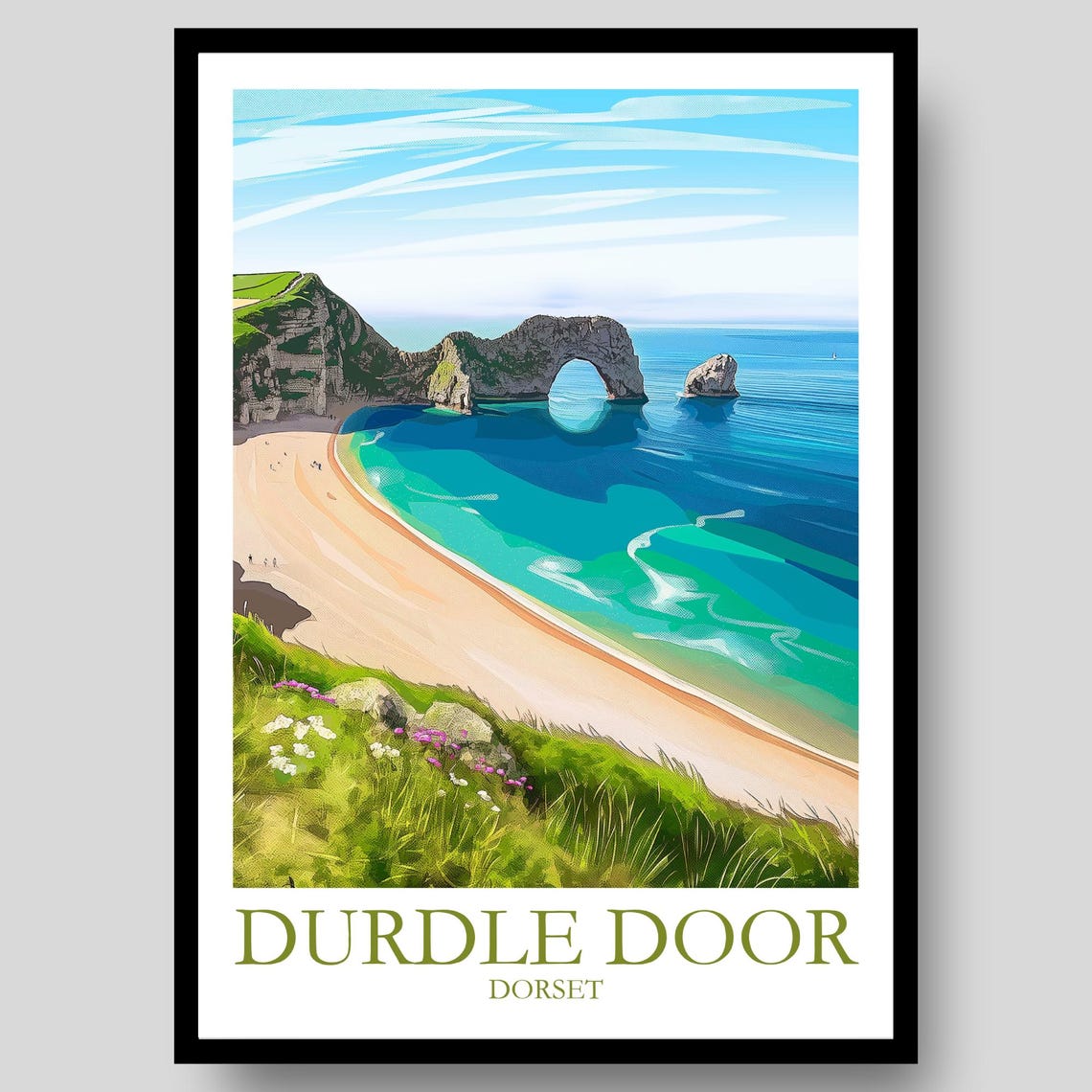 Durdle Door Dorset Limestone Arch Beach Turquoise Sea Travel Poster