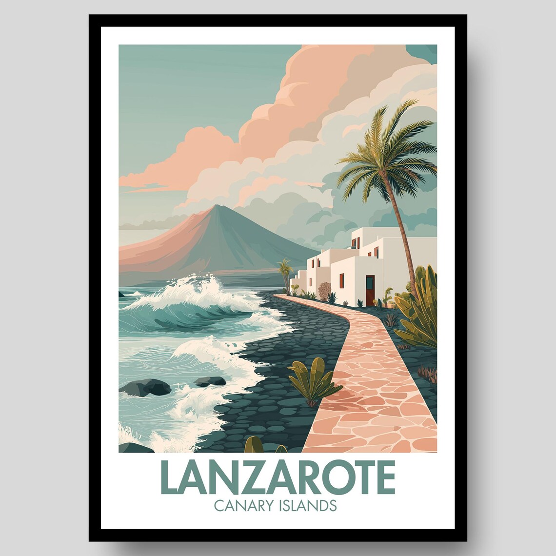 Lanzarote Travel Poster, Canary Islands Spain
