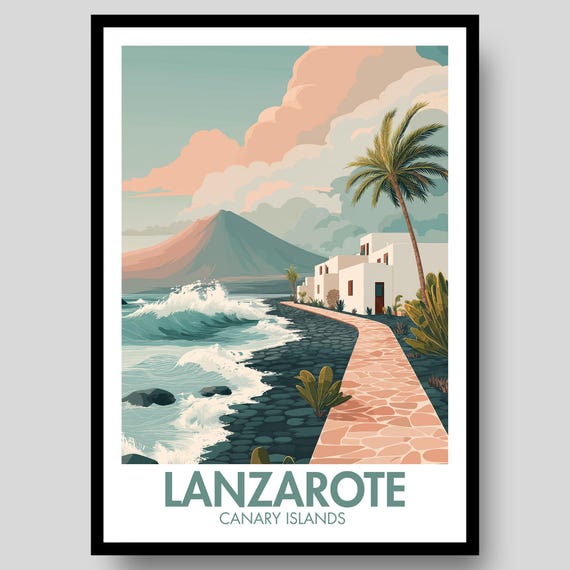 Lanzarote Travel Poster, Canary Islands Spain