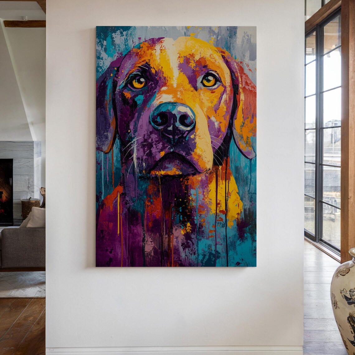 Colorful Abstract Dog Portrait Bold Multicolor Pet Painting Poster - Image 7
