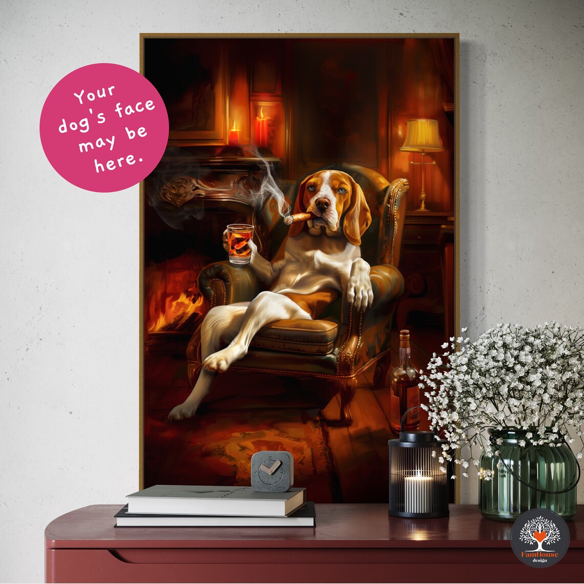 Victorian Beagle Custom Regal Pet Portrait Art Print - Image 6