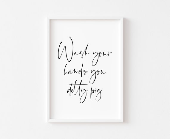 Funny Bathroom Printwash Your Hands Printdetty Pigrude Wall Decorbathroom Arthome Printsunframed Printbathroom Poster Sign