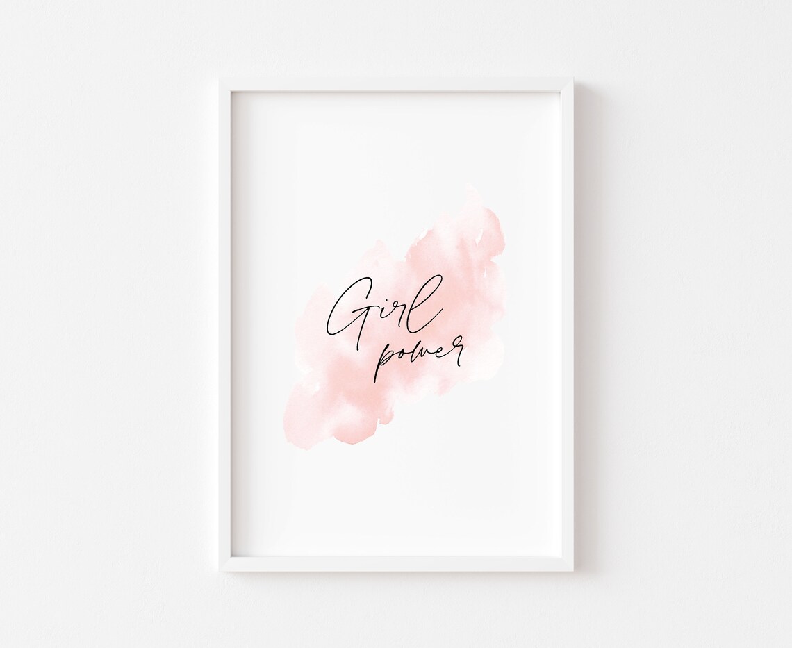 Girl Power Pink Watercolor Script Empowering Motivational Quote Poster