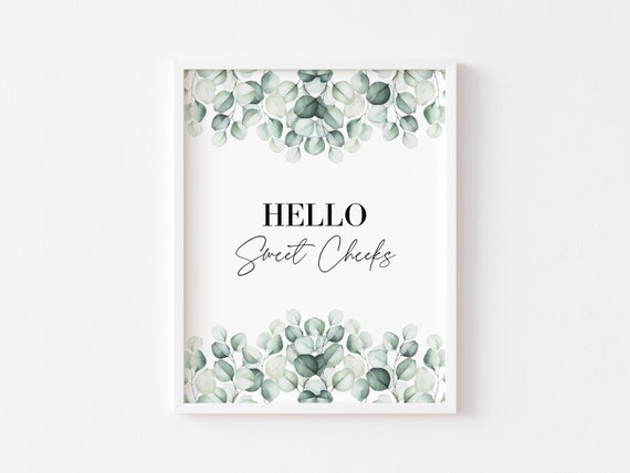 Bathroom Prints Hello Sweet Cheeks Eucalyptus Print Funny Decor Botanical Wall Art