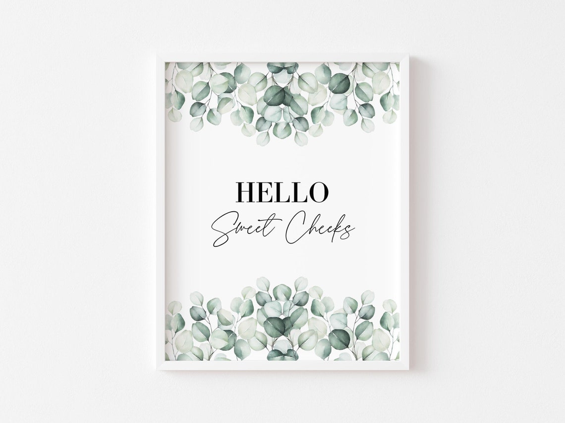 Bathroom Prints Hello Sweet Cheeks Eucalyptus Print Funny Decor Botanical Wall Art