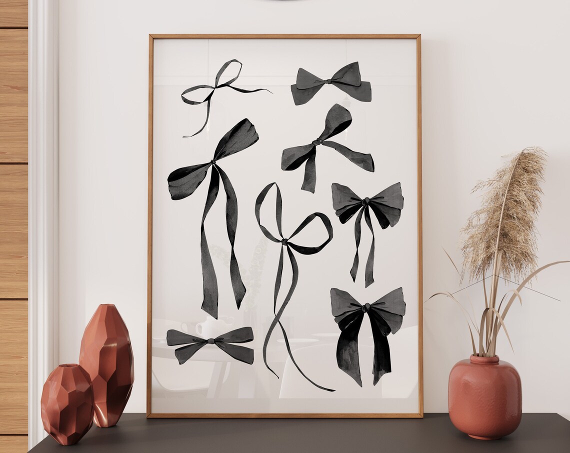Bow Wall Art, Watercolor Print for Bedroom Decor - Image 2