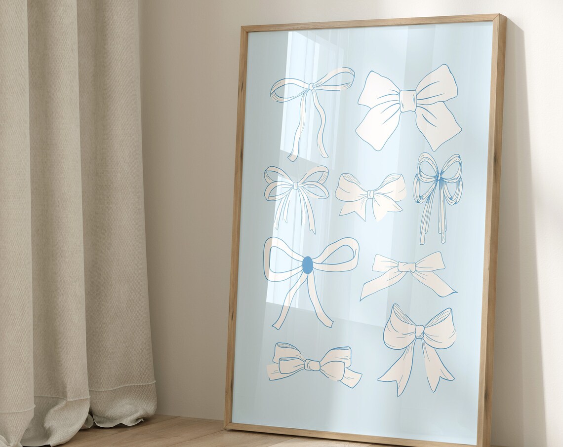 Blue Ribbon Bows Collection Coquette Trendy Feminine Dorm Art Poster - Image 3