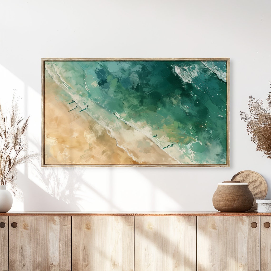 Frame Tv Art Summer Beach Art Emerald Surf Textured Painting Frame Tv Tv0000 - Image 3