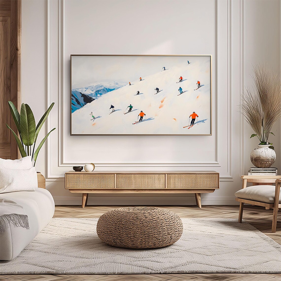Frame Tv Art Skiers On A Snowy Mountain Christmas Decor Winter Festive Painting Farmhouse Art Christmas Tv0170 - Image 4