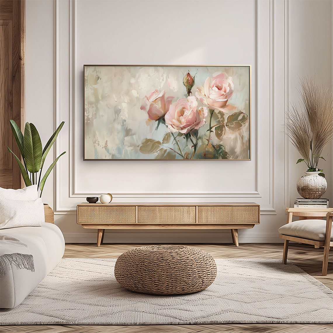 Soft Pink Roses Vintage Still Life Farmhouse Botanical Poster - Image 5