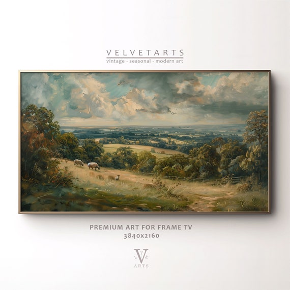 Frame Tv Art English Vista Summer Landscape Art Vintage Landscape Antique Oil Farmhouse Painting Tv0115