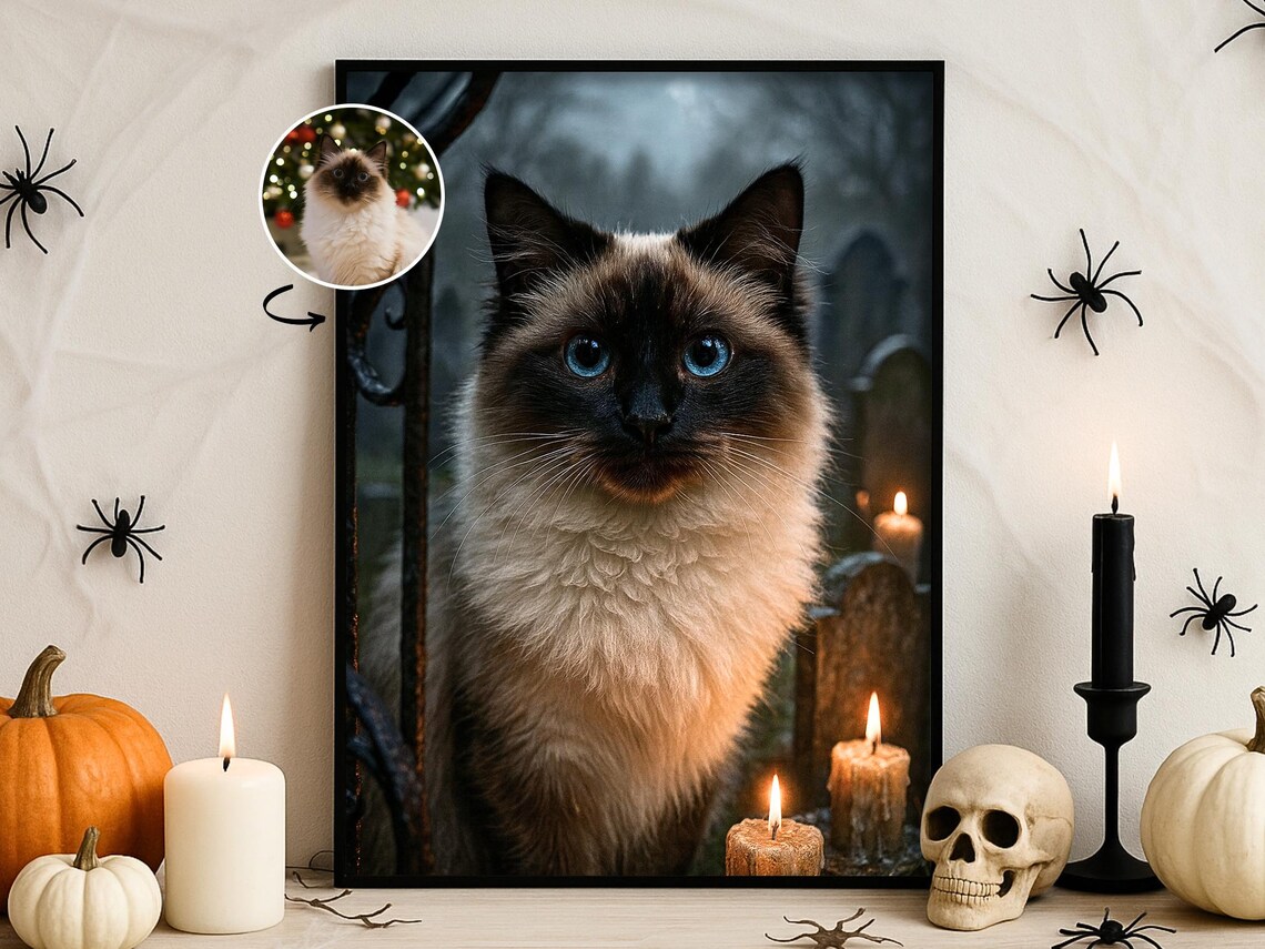 Halloween Custom Pet Portrait Cemetery Guardian Art Print