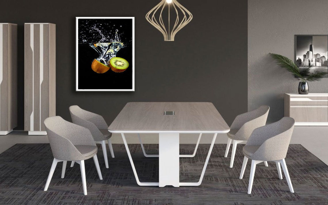 Kiwi Slices Splashing Water Black Background Fruit Photography Poster - Image 2