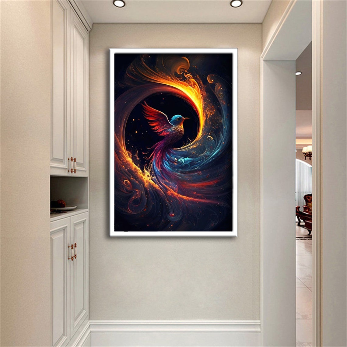 Phoenix Fire Bird Cosmic Swirl Fantasy Surreal Dream Wall Poster - Image 2
