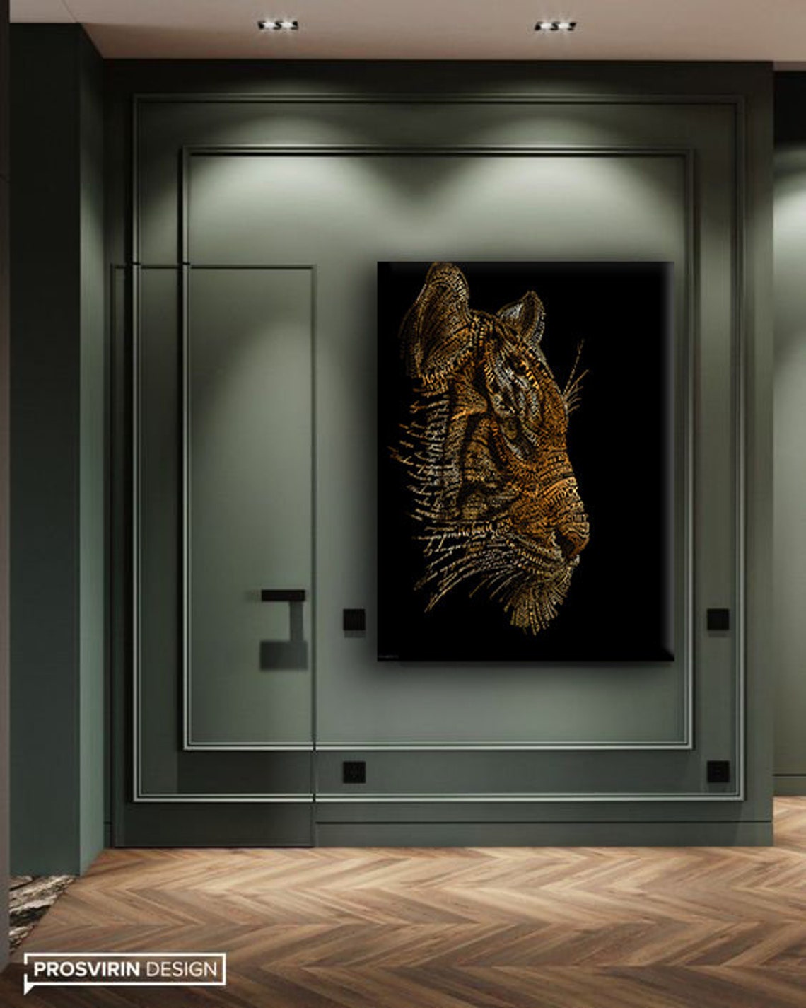 Lion Head Gold Calligraphy Text Typography Black Wall Art Poster - Image 2