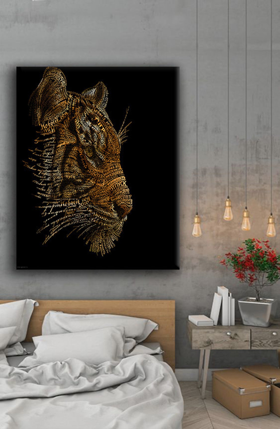 Lion Head Gold Calligraphy Text Typography Black Wall Art Poster - Image 4