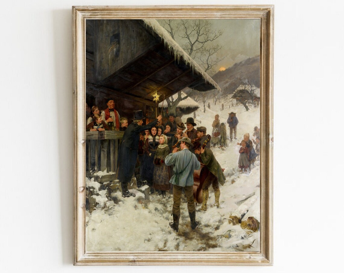 Christmas Caroling Vintage Holiday Art Print