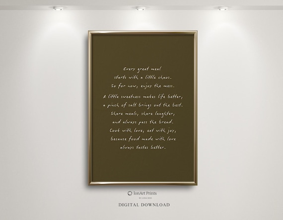 Every Great Meal Kitchen Quote Handwritten Typography Style Poster