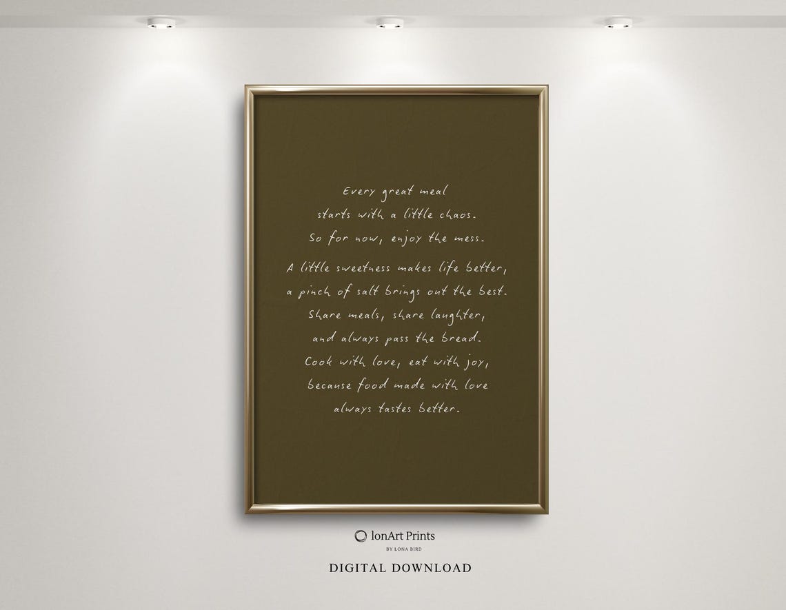 Every Great Meal Kitchen Quote Handwritten Typography Style Poster
