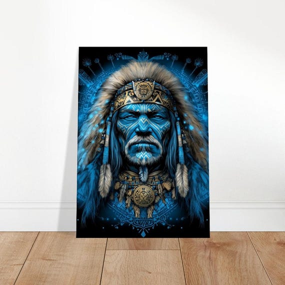 Mystic Guardian Canvas Art Indigenous Spirit Wall Decor Tribal Shaman Portrait Global Heritage Home