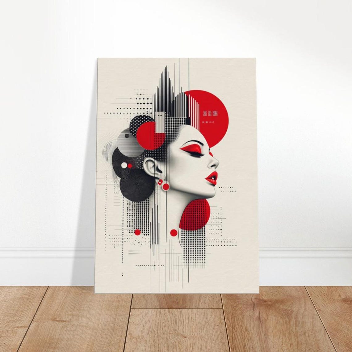 Avant Garde Geisha Portrait Red Black Abstract Japanese Wall Art