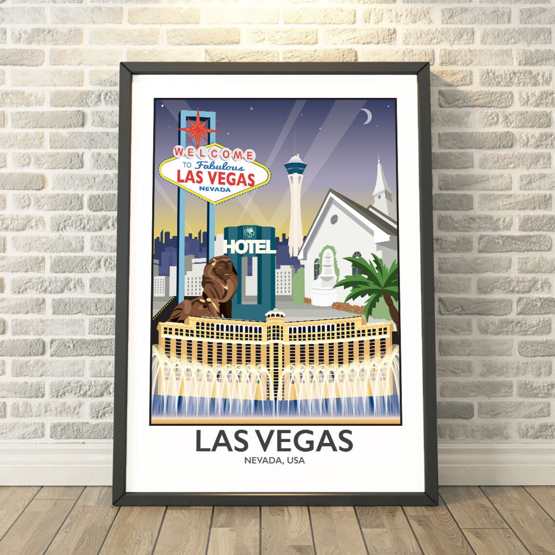 Las Vegas Nevada Travel Poster, Memory Capture