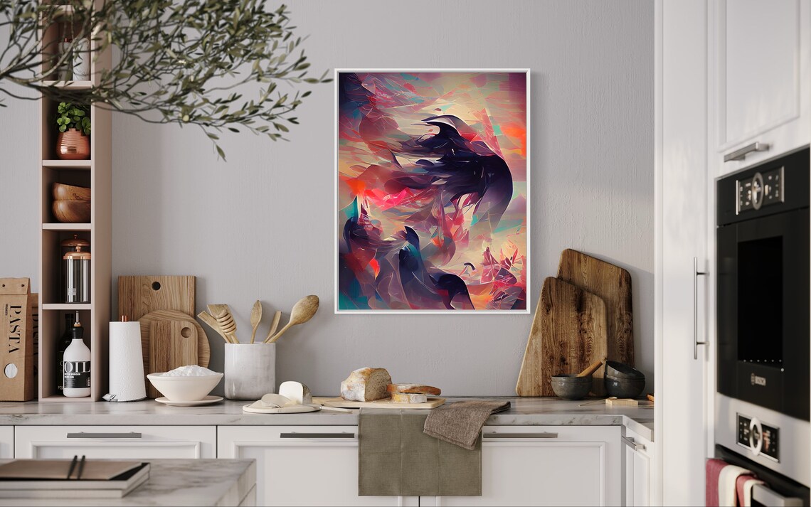 Abstract Windswept Woman Portrait Poster in Pink and Violet Tones - Image 3
