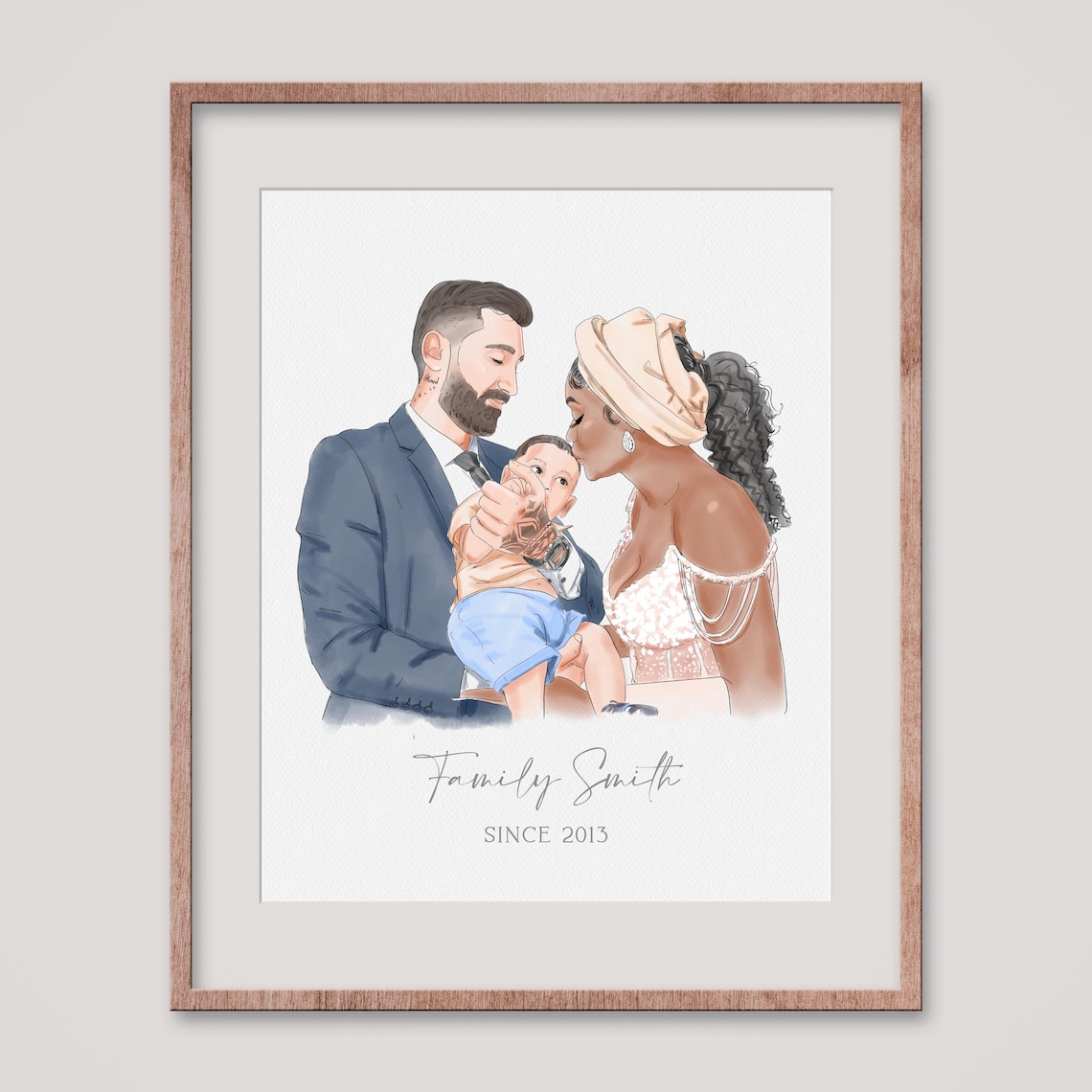 Custom Autumn Family Portrait with Golden Retriever Poster Gift - Image 3