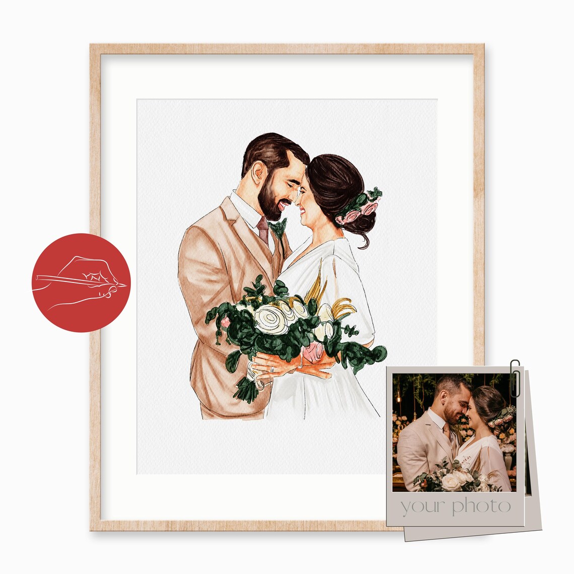 Forever and Always Couple Kissing Watercolor Portrait Poster Gift - Image 2