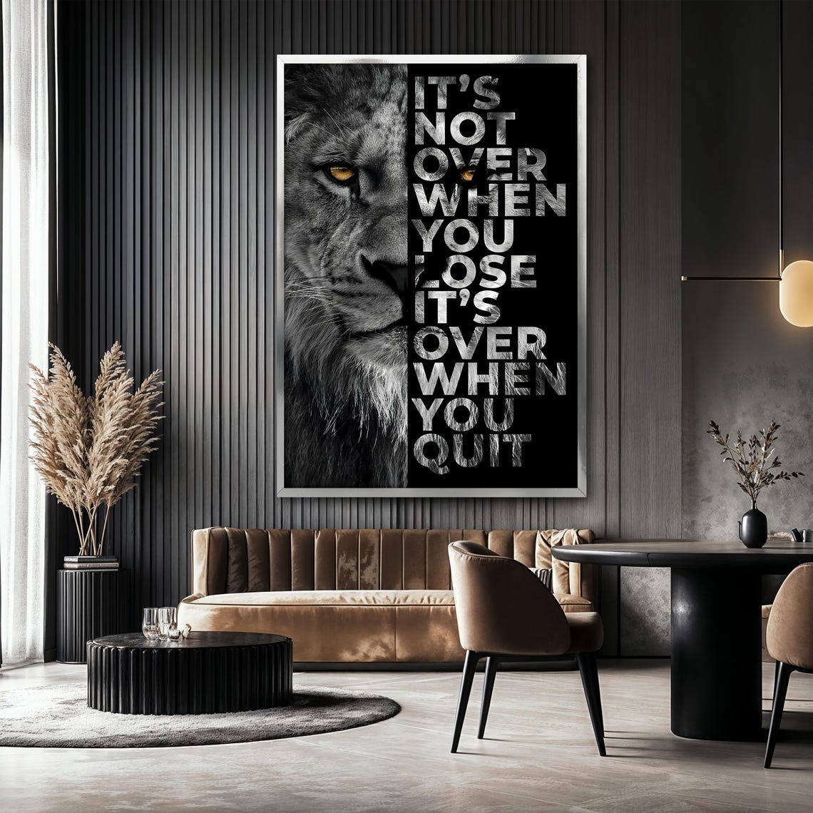 Motivational Lion, Black and White Animal Art Print - Image 2