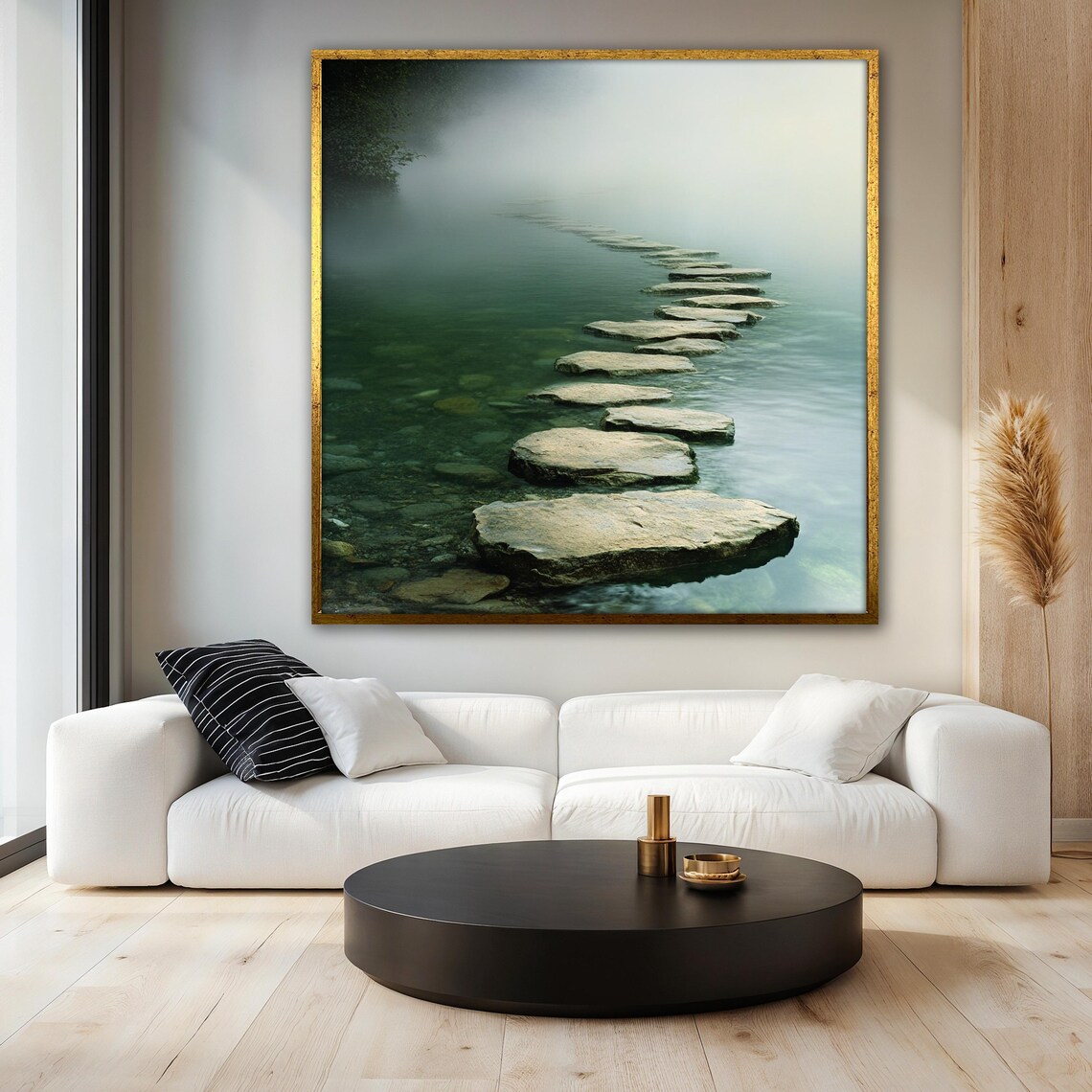 Stone Pathway Painting, Misty Zen Landscape Poster - Image 3