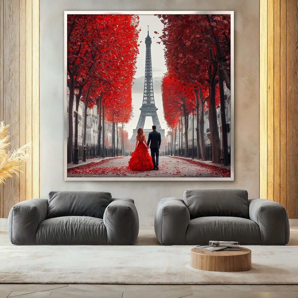 Paris Eiffel Tower Couple Painting, Romantic Scene - Image 2