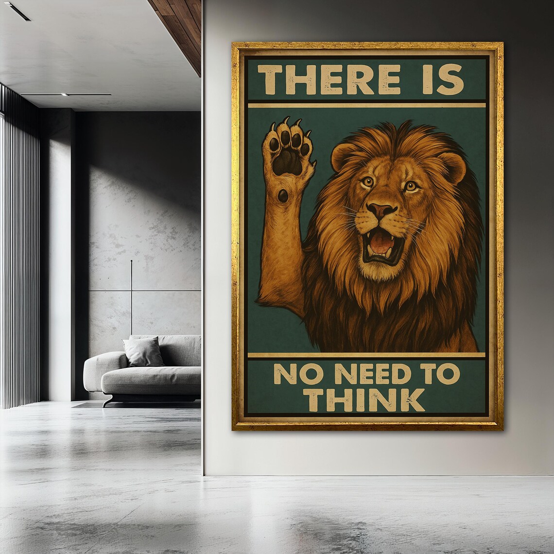 Funny Lion Painting, Humorous Motivational Decor - Image 3