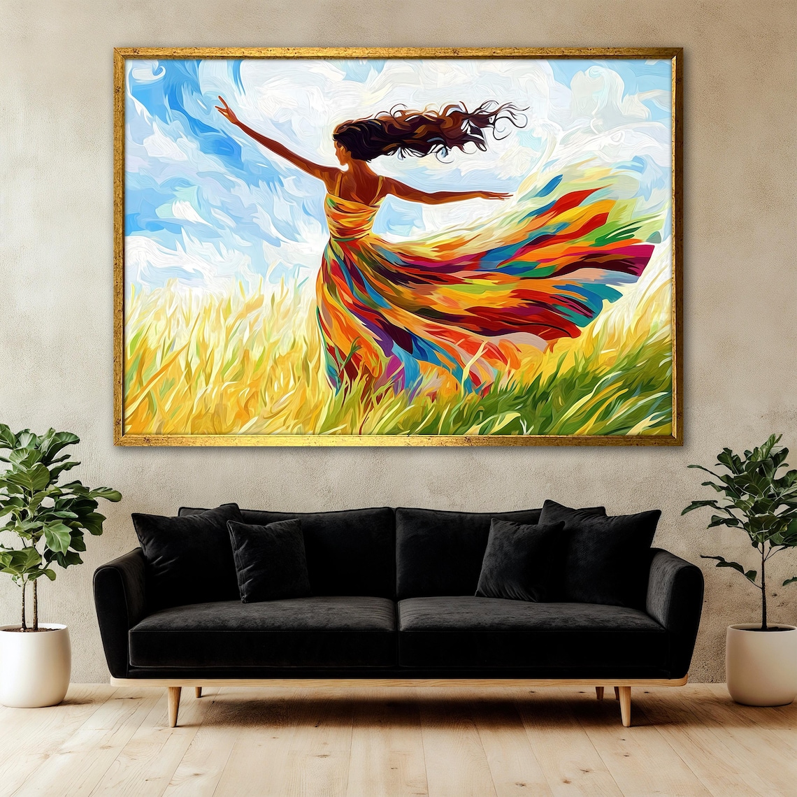 Colorful Woman Painting, Joyful Abstract Art - Image 3
