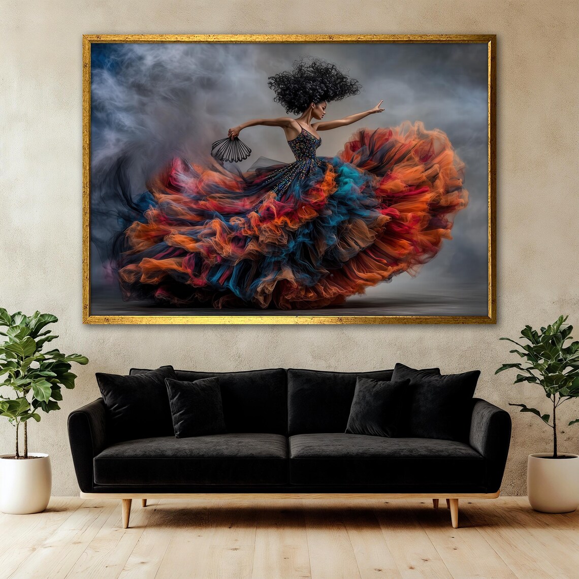 Afro Dancer Painting, Vibrant Abstract Flamenco Art - Image 3
