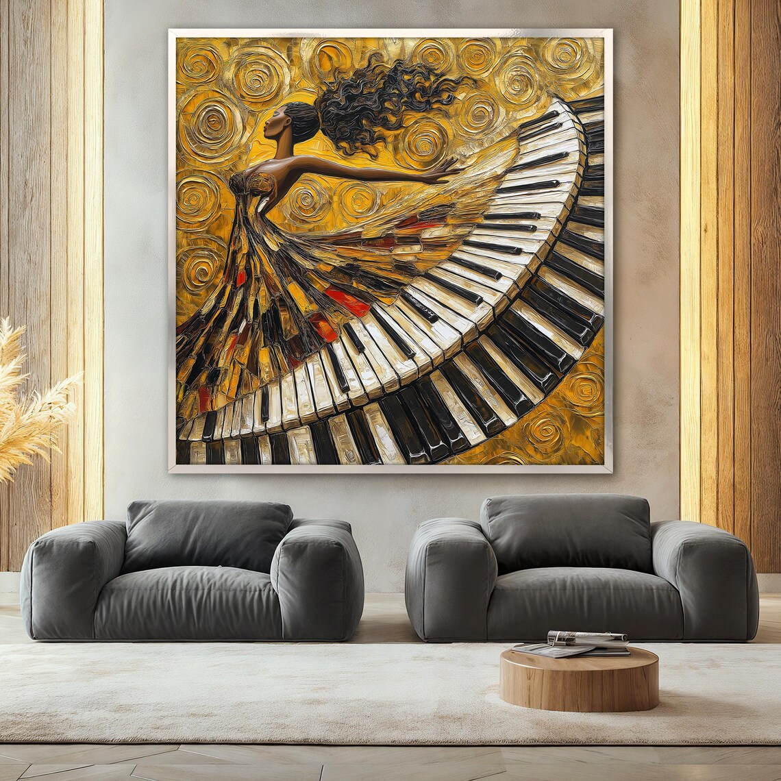 Elegant Piano Woman, Abstract Music Art Print - Image 2