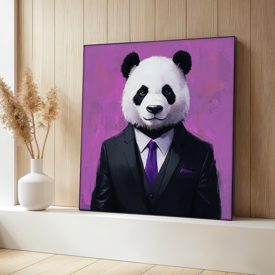 Panda Painting, Funny Animal Office Decor