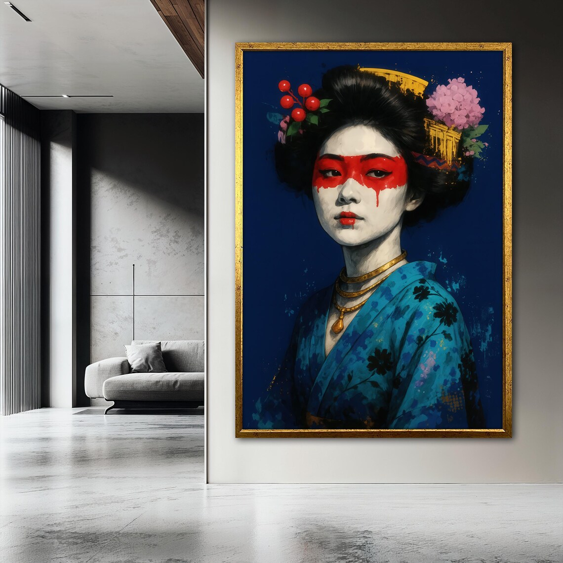 Geisha Painting, Japanese Woman Oriental Culture Decor - Image 3