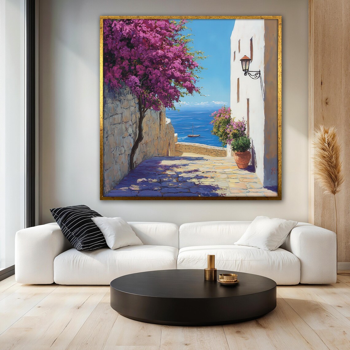 Mediterranean Alley Painting, Coastal Street Landscape - Image 3
