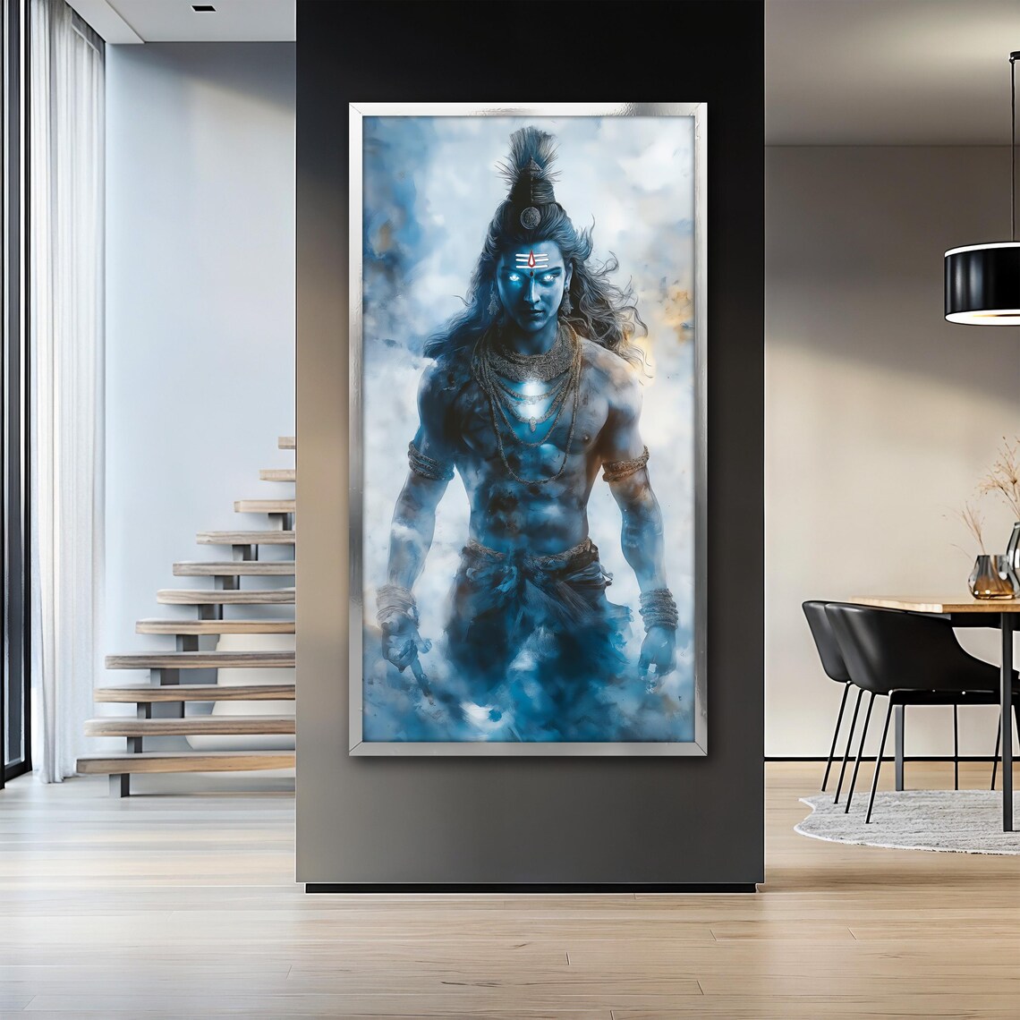 Lord Shiva Painting, Warrior Pose Spiritual Decor - Image 2
