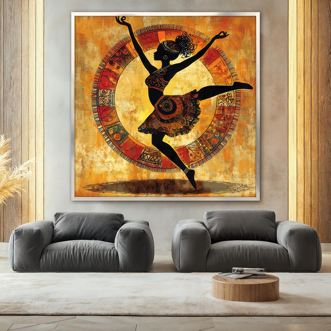 African Woman Painting, Tribal Dance Boho Artwork - Image 2