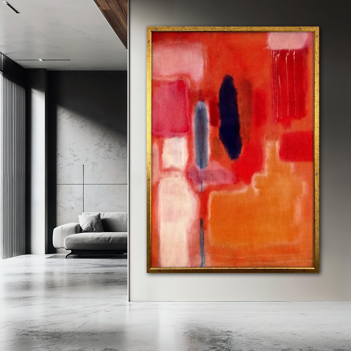 Mark Rothko Bold Red Orange Abstract Art Print - Image 3