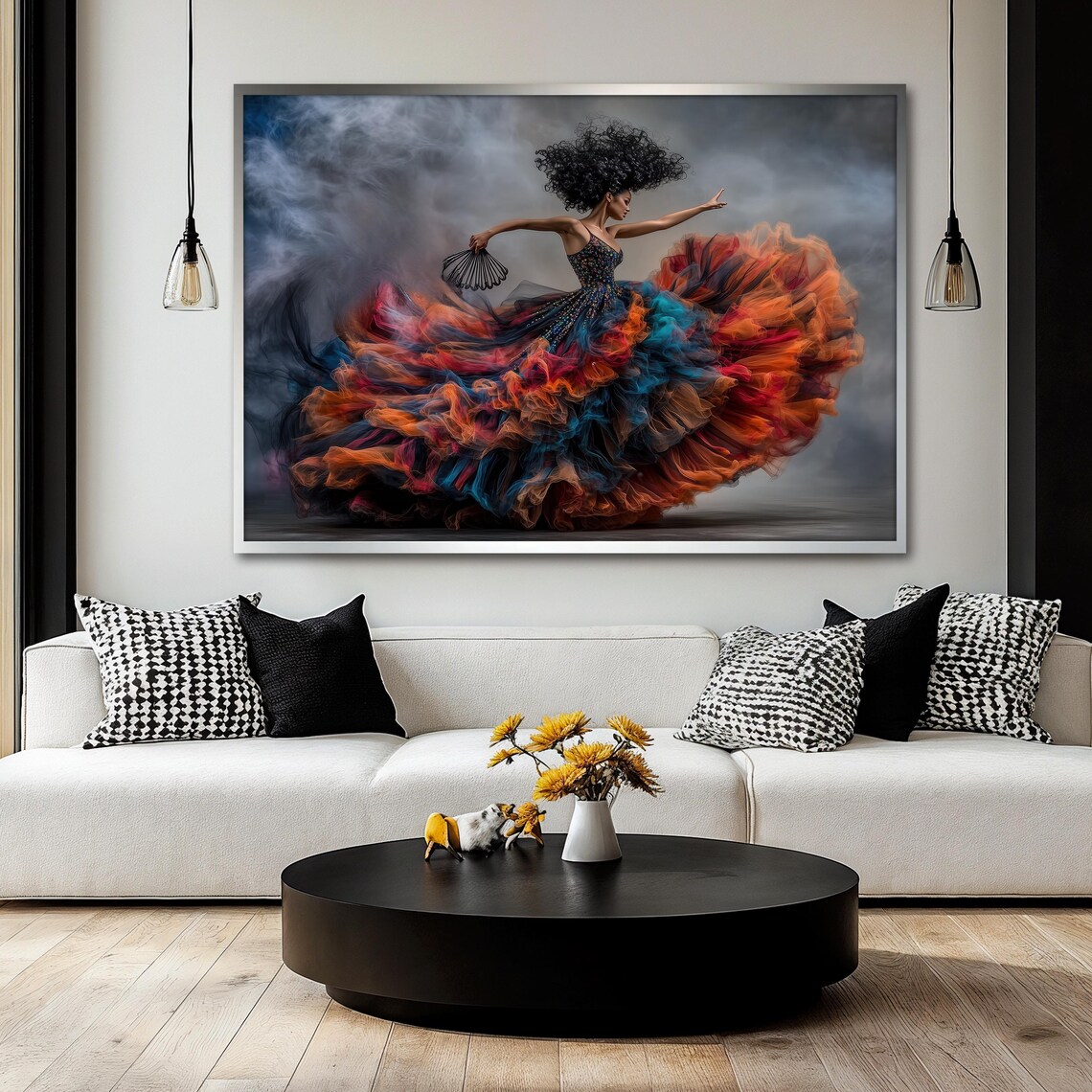 Afro Dancer Painting, Vibrant Abstract Flamenco Art - Image 2
