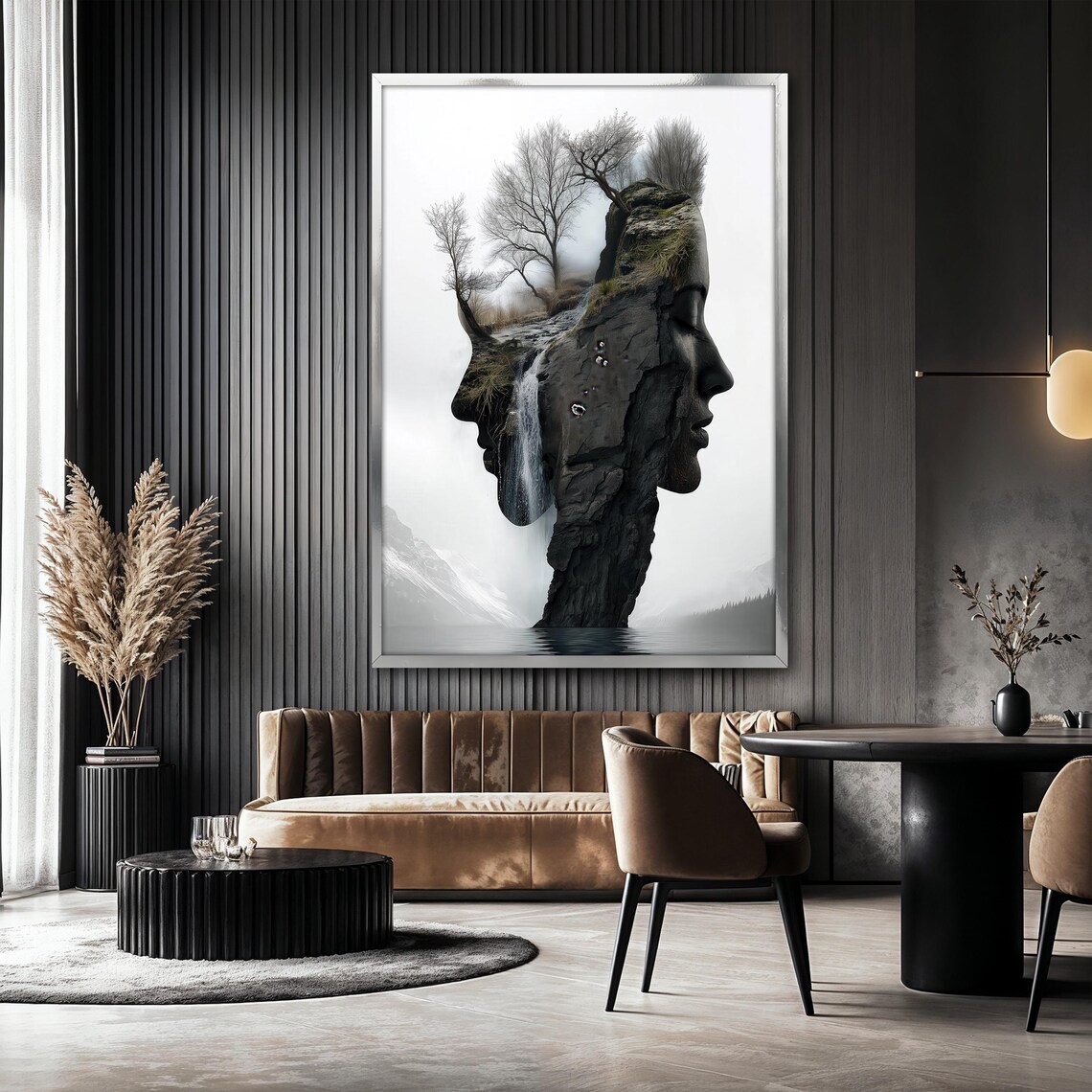 Double Exposure Woman Face, Abstract Landscape Art - Image 2