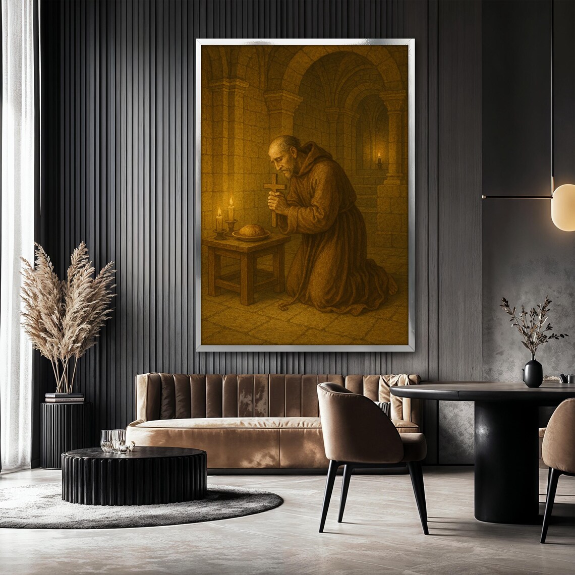 Prayer Before A Simple Meal, Monk In Monastery Art Print - Image 2