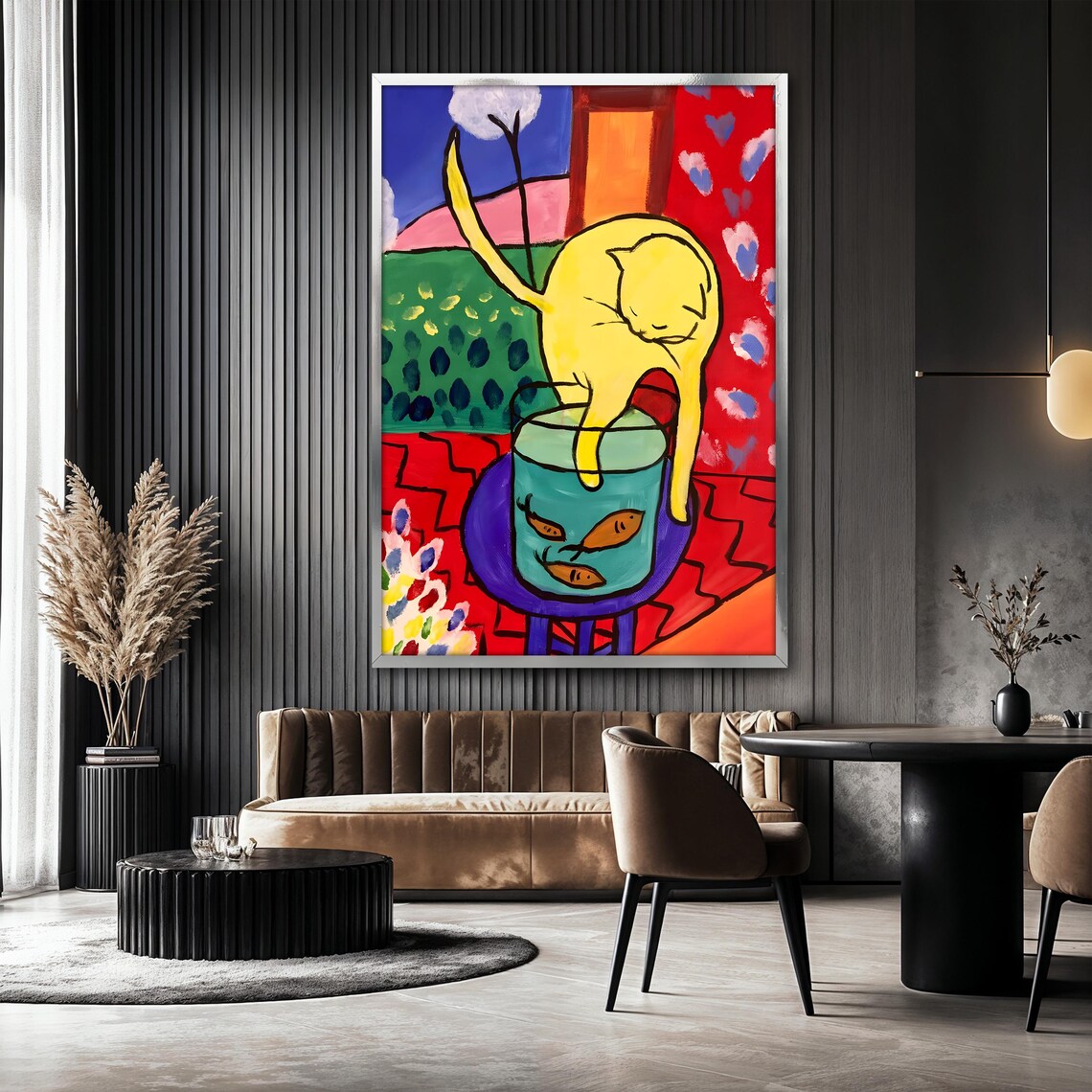 Cat And Goldfish, Matisse-Inspired Animal Art Print - Image 2