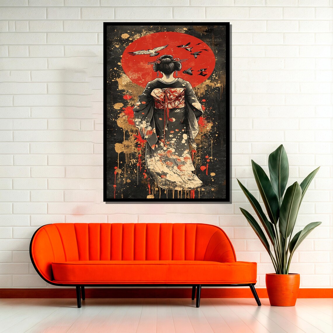 Japanese Geisha Painting, Asian Style Decor Gift - Image 2
