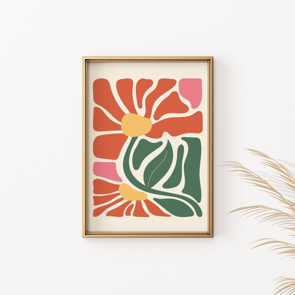 Retro Abstract Flower Wall Decor Poster Mid Century Botanical Art - Image 2