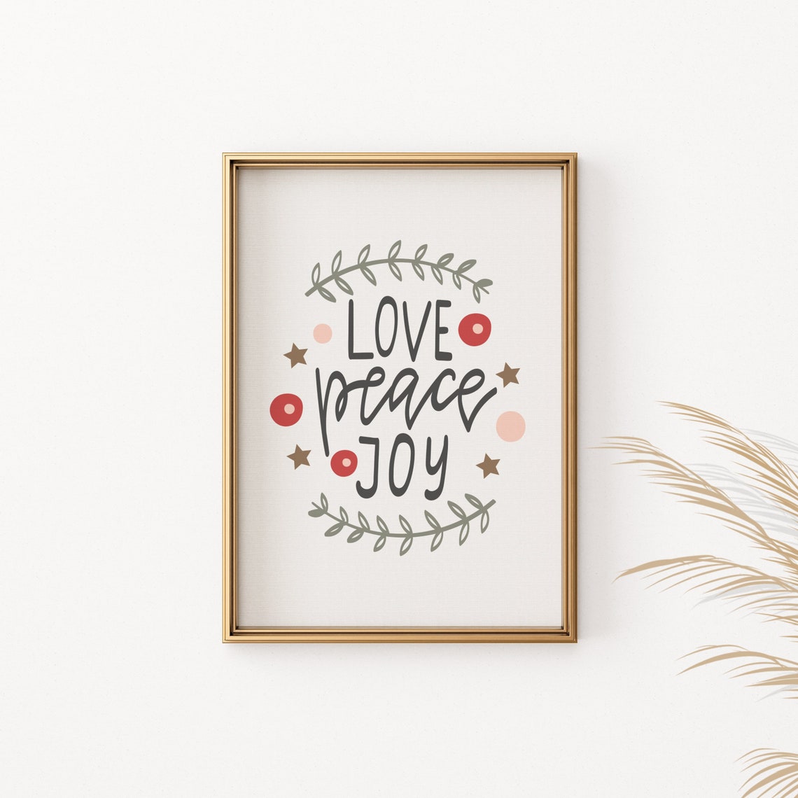Love Peace Joy Christmas Poster Minimalist Holiday Quote Wall Decor