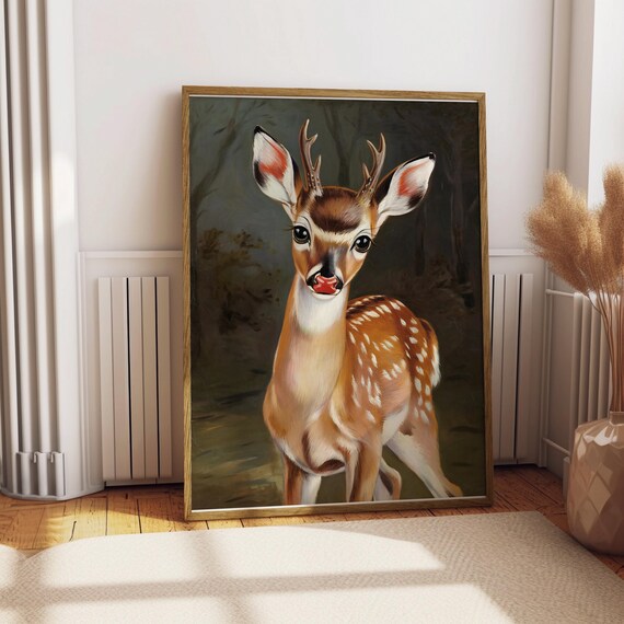 Adorable Deer Poster Art Woodland Animal Wall Decor Cute Fawn Artwork For Nursery Childrens Room Wall Art Nature Themed Home Decor